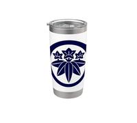 Orientale Vintage Blu Kamakura Minamoto Giappone Mon Bicchiere termico in acciaio inox doppia parete