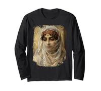 Orientalist Portrait Veiled Woman 19th Century Art Painting Maglia a Manica