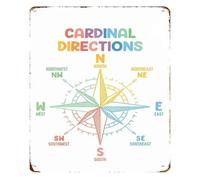 Orientation Compass Rose Vintage Sign 12x8 Inch