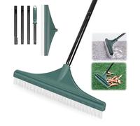 ORIENTOOLS - Rastrello da Giardino con Spazzola per Erba Sintetica in Plastica, Rastrello con Manico a Tre Sezioni da 75 a 135 cm, Rastrello in PBT con Spazzola per Prato e Tappeti