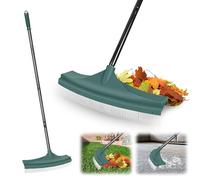 ORIENTOOLS Spazzola per erba artificiale, rastrello curvo per foglie di tappeto erboso, strumenti da giardinaggio per prato con manico regolabile in acciaio da 80 a 134 cm, rastrello a ventaglio con