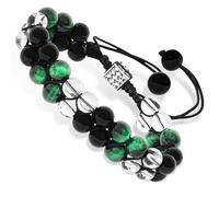 Orientrea Bracciale di cristallo a tripla protezione Cristallo di Rocca di ossidiana nera e occhio di tigre verde giallo 8,2 mm Bracciali di pietra di guarigione fatti a manob per uomo