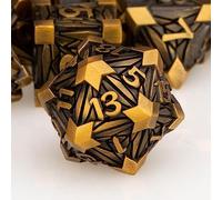 ORIFANTOU Set di 7 dadi in metallo per DND con scatola, dadi rossi D e D per uso con giochi da tavolo D&D, set di dadi poliedrici D20 D12 D10 D8 D6 D4