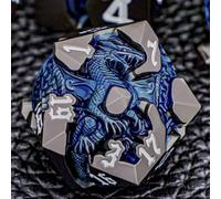 ORIFANTOU Set di dadi 3D Dragons DND con confezione regalo in metallo D e D per giochi di ruolo D&D, set di dadi poliedrici D20 D12 D10 D8 D6 D4 (nero blu)