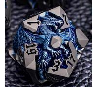 ORIFANTOU Set di dadi 3D Dragons DND con confezione regalo in metallo D e D per giochi di ruolo D&D, set di dadi poliedrici D20 D12 D10 D8 D6 D4 (nero blu)