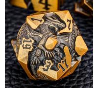 ORIFANTOU Set di dadi 3D Dragons DND in metallo con scatola regalo, dadi D e D, per giochi di ruolo D&D, Dungeon, set di dadi poliedrici D20 D12 D10 D8 D6 D4 (oro antico)