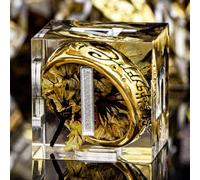 ORIFANTOU Set di dadi magici dorati in resina rossa con bordo affilato, con scatola, per l'uso con giochi di ruolo da tavolo Lord D e D, set di dadi poliedrici