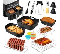 Orifesio 13PCS Accessori per Friggitrice Ad Aria per Moulinex Easy Fry Dual 5,2/3,1 L, Teglie Silicone per Friggitrice Ad Aria, Griglia, Griglia per Costolette, Spruzzatore per Olio