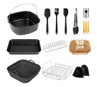 Orifesio Accessori Friggitrice Ad Aria, Set di 12 Accessori per Friggitrice Ad Aria XL XXL COSORI Philips Ninja Cecotec 5,5L 6L 6,2L 6,5L, Teglie & Griglia & Carta da Forno& Pinza Airfryer Accessories