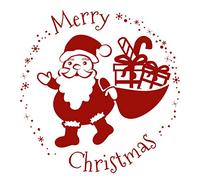 Orig. Stemplino® Maxi Timbro XL 35 - Buon Natale Babbo Natale inglese - Merry Christmas per regali e biglietti di Natale - Timbro in legno di alta qualità 78 x 46 mm rotondo