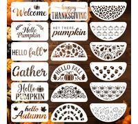 ORIGACH 18 stencil con motivo autunnale, per il Ringraziamento, riutilizzabili, in plastica, per dipingere le pareti, scrapbooking, legno, pavimenti, pareti, piastrelle, 15 x 30 cm