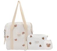 ORIGACH 3 pezzi Simpatici Orsi Pannolini Borsa Multifunzionale In Cotone Per Mamme, Grande Borsa per Pannolini In Diverse Dimensioni Per In Viaggio Nascita Ospedale & Passeggino
