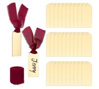 ORIGACH 30 segnaposto in acrilico dorato a specchio, 10 x 4 cm, etichette vuote da appendere con nastri, per matrimoni, compleanni, feste, anniversari, eventi, decorazione da tavolo