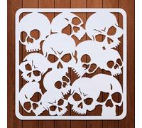 ORIGACH 30 x 30 cm, stencil riutilizzabili con teschio spaventoso, stencil per Halloween con teschio, stencil fai da te, per dipingere su pareti, legno, tela