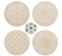 ORIGACH 4 modelli di griglie di cristallo in legno 15 x 15 cm rotondo sacro composizione geometrica bordo griglia di cristallo cubo di Metatron piastra griglia di cristallo per altare Wiccan Rituale