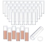 ORIGACH 50 contenitori per monete per centesimi, in plastica, con tappi a vite, rotondi, 9,98 x 2,8 cm