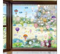 ORIGACH 9 fogli di palloncini ad aria calda si aggrappano alla finestra dell'acquerello mongolfiera doppia faccia decalcomanie per finestre nuvole stelle uccelli anti-collisione vetro finestra doccia