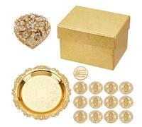 ORIGACH Arras de Boda, set di monete per matrimonio, in oro, con scatola a forma di cuore con 13 monete di Gesù e vassoio goffrato, accessori per cerimonia nuziale