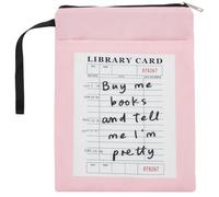 ORIGACH Buy Me Books and Tell Me I'm Pretty, copertina rosa per libri con cerniera e manico, per libri tascabili, bibliotecario, amanti dei libri, regali per donne, 29 x 21 cm