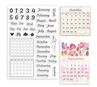 ORIGACH Calendario giornaliero timbri trasparenti per la creazione di biglietti mese settimana numero meteo timbri in silicone trasparente per fai da te scrapbooking diario album fotografico