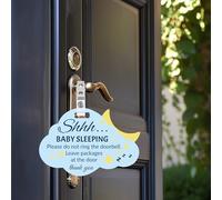 ORIGACH Confezione da 2 cartelli da appendere a forma di nuvola, con scritta in lingua inglese "Please Do Not Knock or Ring The Bell", in acrilico, con cinghia e clip, per la stanza dei bambini,