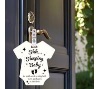 ORIGACH Confezione da 2 cartelli in acrilico a forma di vestiti per bambini che dormono con scritta "Do not knock or ring the bell", con cinghia e clip per appendere la stanza, la cameretta dei