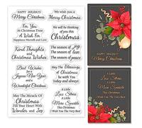 ORIGACH Francobolli trasparenti in silicone con scritta "Merry Christmas", per realizzare biglietti di Natale, con versi positivi e movimentati, per fai da te, vacanze, scrapbooking, diario e album