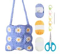 ORIGACH Kit fai da te Daisy Crochet Bag per principianti adulti, kit tutto in uno all'uncinetto con tutorial video di istruzioni, kit per la creazione di borse quadrate all'uncinetto per principianti