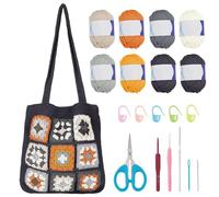 ORIGACH Kit fai da te per nonna quadrata all'uncinetto, per principianti e adulti, kit di borse quadrate all'uncinetto con tutorial video di istruzioni, kit per imparare a lavorare all'uncinetto per