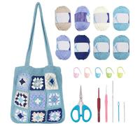 ORIGACH Kit fai da te per nonna quadrata all'uncinetto, per principianti e adulti, kit di borse quadrate all'uncinetto con tutorial video di istruzioni, kit per imparare a lavorare all'uncinetto per