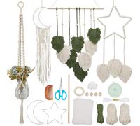 ORIGACH Kit macramè fai da te 4 in 1 per adulti principianti, acchiappasogni in macramè facile da appendere alla parete e kit per appendere piante con istruzioni per antipasti macramè