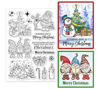 ORIGACH Natale Gnomo Invernale timbri Trasparenti Babbo Natale Pupazzo di Neve timbri in Silicone per Fai da Te Scrapbooking Album Decorativo