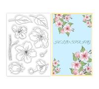 ORIGACH Primavera pesca fiore chiaro timbro per la creazione di carte pesca fiore fiore fiore trasparente timbro in silicone per fai da te scrapbooking diario album fotografico accessori artigianato