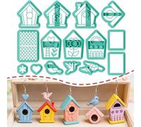 ORIGACH Set di 15 formine per argilla polimerica a tema uccello e casetta per uccelli, a forma di casetta per uccelli, orecchini, fai da te, per la creazione di orecchini e gioielli