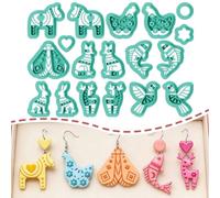 ORIGACH Set di 18 formine per argilla polimerica a forma di animali floreali, a forma di pesce, uccello, coniglio, orecchini, argilla, fai da te, forniture per orecchini e gioielli