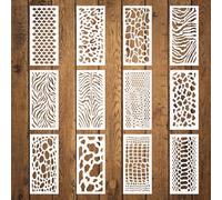 ORIGACH Stencil a forma di animale per dipingere su pareti di legno, 12 pezzi, stencil riutilizzabili per dipingere su legno, pareti, tela e mobili, 25 x 11,9 cm