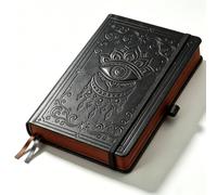 ORIGACH Vintage Gothic Evil Eye Lotus Moon Leather Journal Notebook | Diario retrò ricaricabile per uomini e donne, 320 pagine con copertina rigida, agenda per ufficio e viaggi