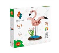 Origami 3D 501842-3D Origami Flamingo - Bella scultura in carta 3D con componenti brevettati e istruzioni di costruzione comprensibili, 571 pezzi, 24 x 13 x 25 cm, a partire da 8 anni
