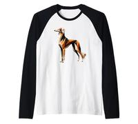 Origami Art Saluki Dog Persian Greyhound Maglia con Maniche Raglan