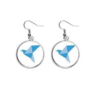 origami astratto piccione modello blu orecchino d'argento., Ceramica