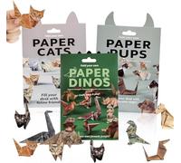 Origami di carta fai da te, 3 pezzi, gatti, cani, dinosauri, possono essere piegati in simpatici gatti, cuccioli, dinosauri, origami da tavolo, regalo creativo