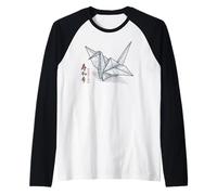 Origami Gru - Kanji Giapponese per la Pace e la Speranza Maglia con Maniche Raglan