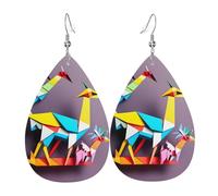 Origami Multicolor Papercraft Cranes 1 Orecchini Penzolare Orecchini In Pelle Leggera Accessori Per Decorazioni Cosplay