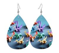 Origami Multicolor Papercraft Cranes Orecchini Penzolare Orecchini In Pelle Leggera Accessori Per Decorazioni Donna