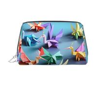 Origami Multicolor Papercraft Cranes Stampato Beauty Case Portatile Borsa da Viaggio Compatta con Organizzato Interno Slot per Quotidiano, Argento, One Size