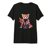 Origami Panda Rosso Kawaii Kimono Piccoli Panda Orsi Gatto Maglietta Premium