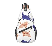 Origami Paper Crane Pattern Sling Bag Escursionismo Daypack Crossbody Shoulder Backpack Travel Chest Pack for Men Women