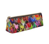 Origami Paper Cranes Stampa Triangolo Borsa di Cancelleria in Pelle -Cosmetic Bag, bianco, Taglia unica, Organizer per borse
