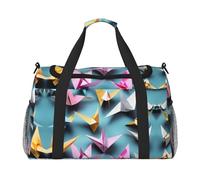 Origami Paper Cranes Stampa Weekender Pernottamento Carry On Bag Duffel Bag per Viaggio Donne Uomini Palestra Bagaglio Borsa Carry on, Nero , Taglia unica