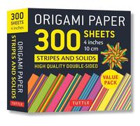 Origami Paper - Stripes and Solids - 4 Inch: Tuttle Origami Paper: High-quality Origami Sheets Printed With 12 Different Designs